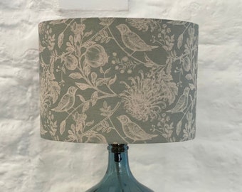 Duck Egg Blue Floral with Birds Drum Lampshade, 20cm, 25cm, 30cm, 35cm, 40cm Diameter, Lampshades, Lighting, Home