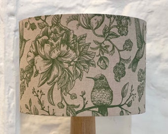 Green Hummingbirds Lampshade, Birds and Flowers, lighting, Lampshade, home decor