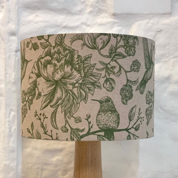 Green Hummingbirds Lampshade, Birds and Flowers, lighting, Lampshade, home decor