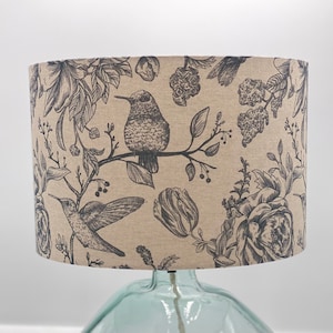 Blue Hummingbirds Lampshade-, Birds and Flowers, Lighting, Lamp Shade,