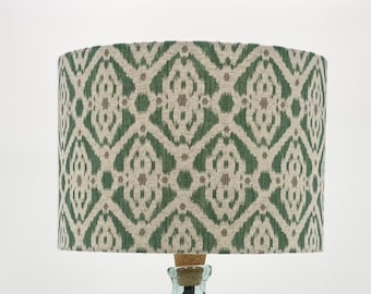 Green and Grey Lampshade, Ikat Style Drum Lampshades, Lighting, Home, Modern, Contemporary