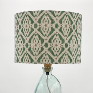 Green and Grey Lampshade, Ikat Style Drum Lampshades, Lighting, Home, Modern, Contemporary