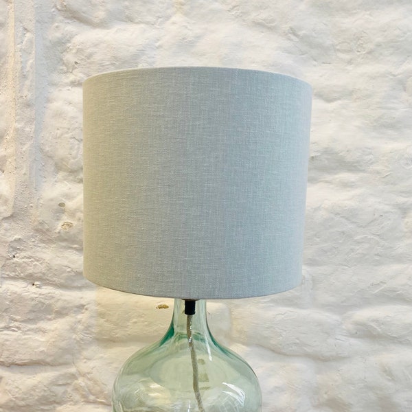 Pale Blue Lampshade, Ice Blue Drum Lampshade, Lamp shade, Sustainable and Recycled Fabric, Lighting, Custom Orders, Modern, Contemporary