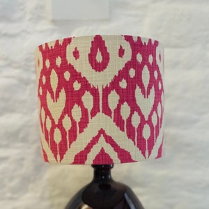 Cerise Ikat Lampshade, Bright Pink Drum Lamp shade, Lighting, Home, Modern, Contemporary image 1