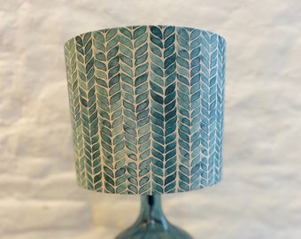 Teal Leaf Lampshade, Drum Lampshade, 20cm, 25cm, 30cm, 35cm, 40cm Diameter, Lampshades, Lighting, Home, Modern, Contemporary