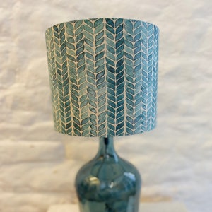 Teal Leaf Lampshade, Drum Lampshade, 20cm, 25cm, 30cm, 35cm, 40cm Diameter, Lampshades, Lighting, Home, Modern, Contemporary