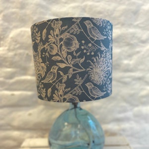 Dark Blue Birds & Floral Drum Lampshade, Lighting, Lamp Shade,