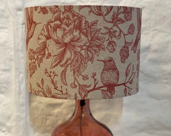 Dark Pink Hummingbirds Lampshade, Birds and Flowers, lighting, Dark Pink, Lampshade, home decor