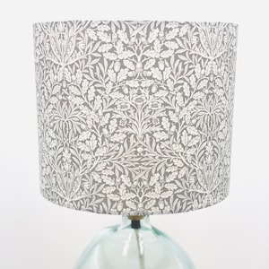 William Morris Lampshade- ‘Mineral- Acorn’ Dove Grey Floral Fabric Drum Lampshade, Lighting, Home, Decor