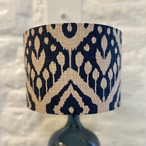 Navy Ikat Lampshade, Navy blue Drum Lamp shade, Lighting, Home, Modern, Contemporary