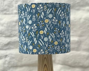 Blue Countryside Lampshade, Flowers, Seedheads, Corn Ears, Drum Lampshade, Home, Lighting, Decor