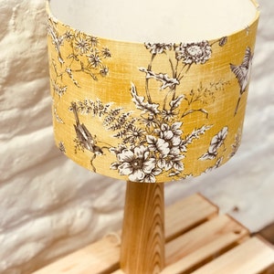 Yellow Birds Lampshade, Birds and Flowers, lighting, Finches, Sunny Yellow Lampshade, home decor image 4