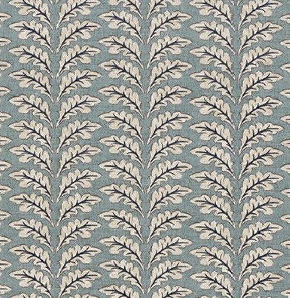 Blue Oak Leaf Fabric Curtain Fabric Fabric by the Metre Blues