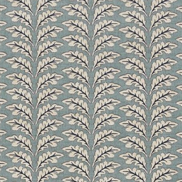 Blue Oak Leaf Fabric , Curtain Fabric, Fabric by the metre, Blues, Furnishing Fabric, Leaves,  Woodcote Glacier, Upholstery Fabric,