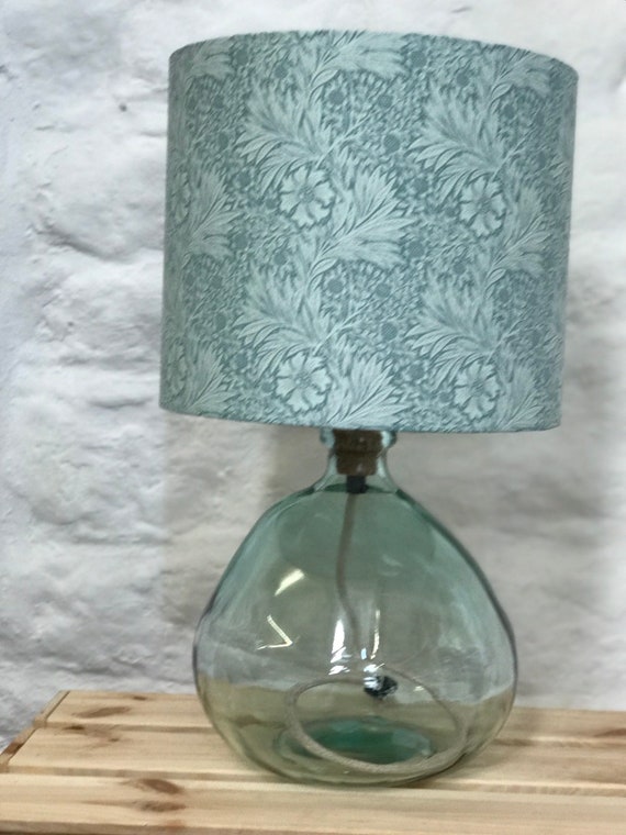 Pale Blue Glass Lamp Recycled Glass Table Lamp Base With Cream