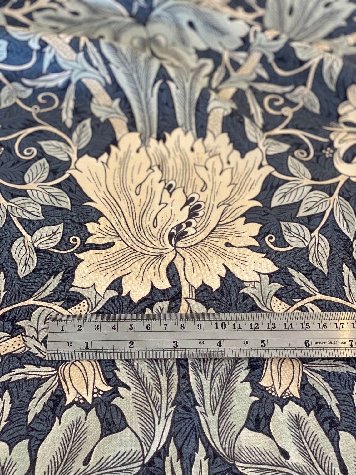 William Morris Fabric Honeysuckle & Tulip Design Mineral Etsy