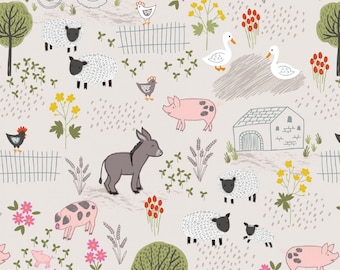 per half metre Farmyard Print Jersey Fabric