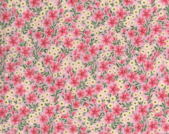 Floral Secret Garden 100% Cotton Poplin Fabric by Rose & Hubble White Flowers 
