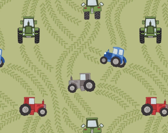 Green Tractor Fabric From Lewis & Irene, Quilting Fabric, Fabric by the