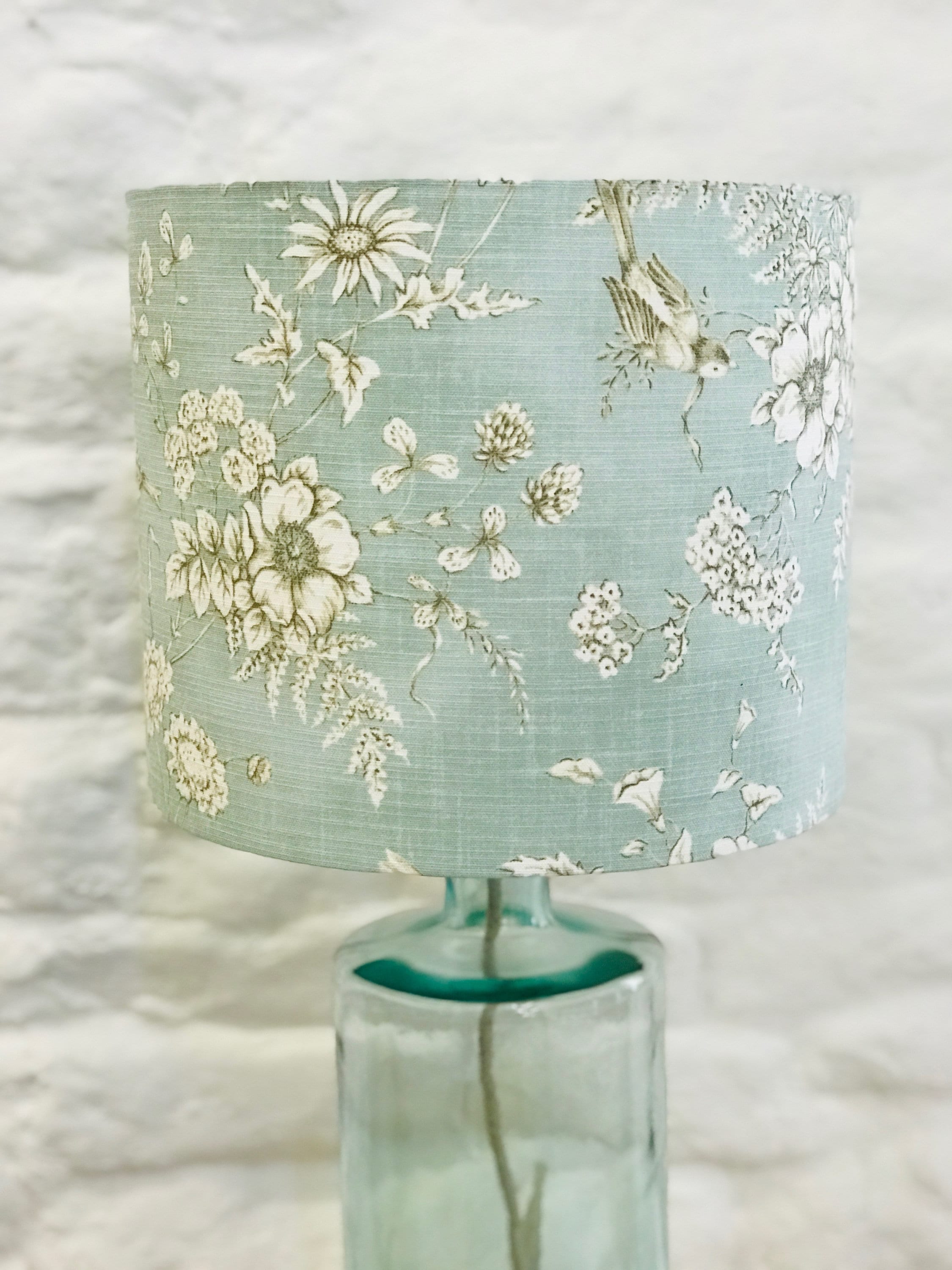 Duck Egg Blue Lampshade Featuring Birds and Flowers Lighting Etsy