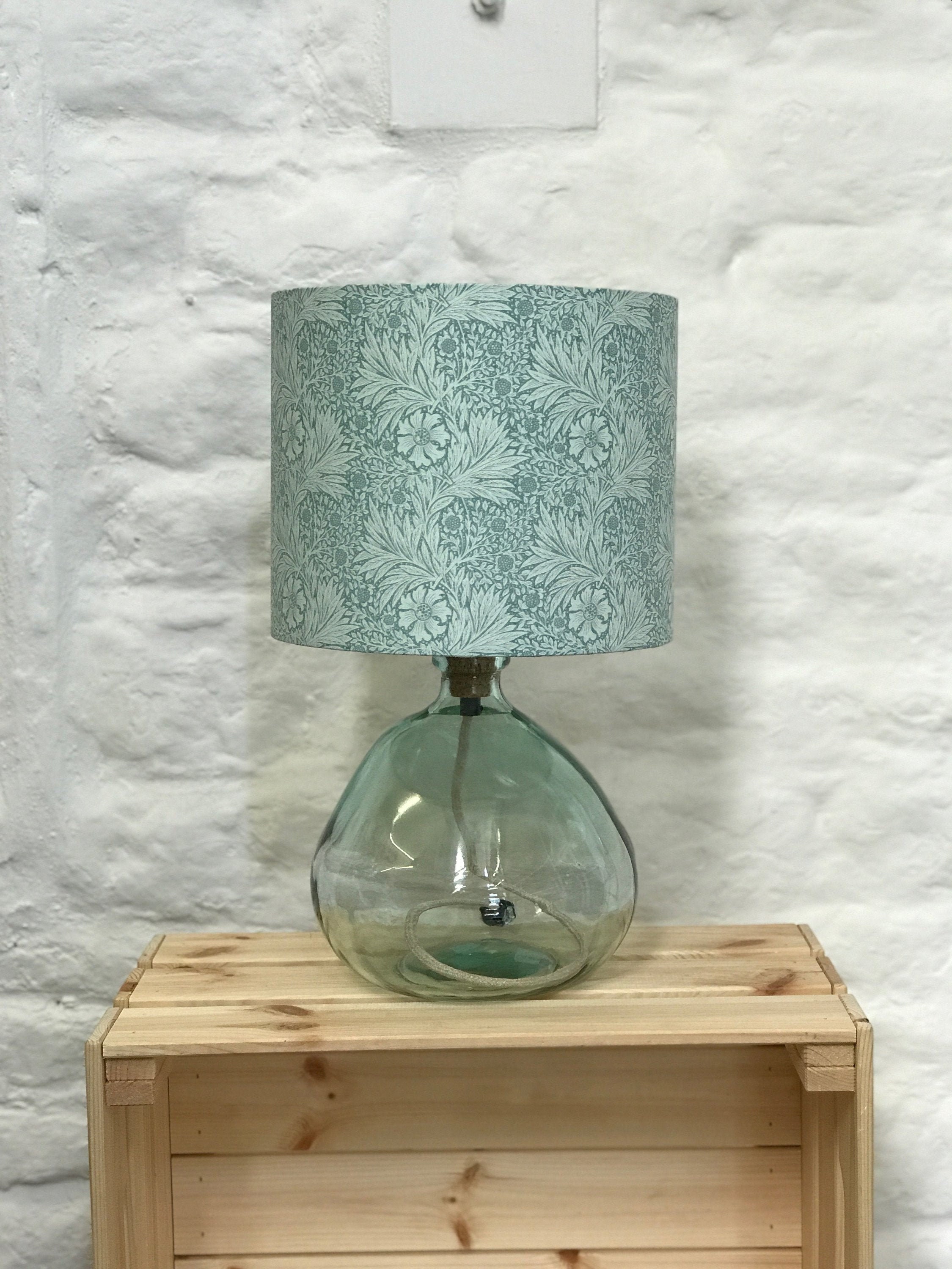William Morris Lampshade: Kelmscott Marigold Aqua Lampshade, Lighting, Lamp Shade