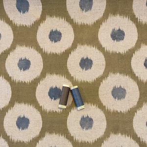 Olive Soft Furnishing Fabric, Olive/Natural/Teal Contemporary Curtain Fabric, double width fabric 280cm/140cm wide