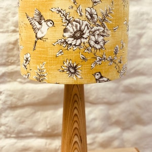 Yellow Birds Lampshade, Birds and Flowers, lighting, Finches, Sunny Yellow Lampshade, home decor image 3