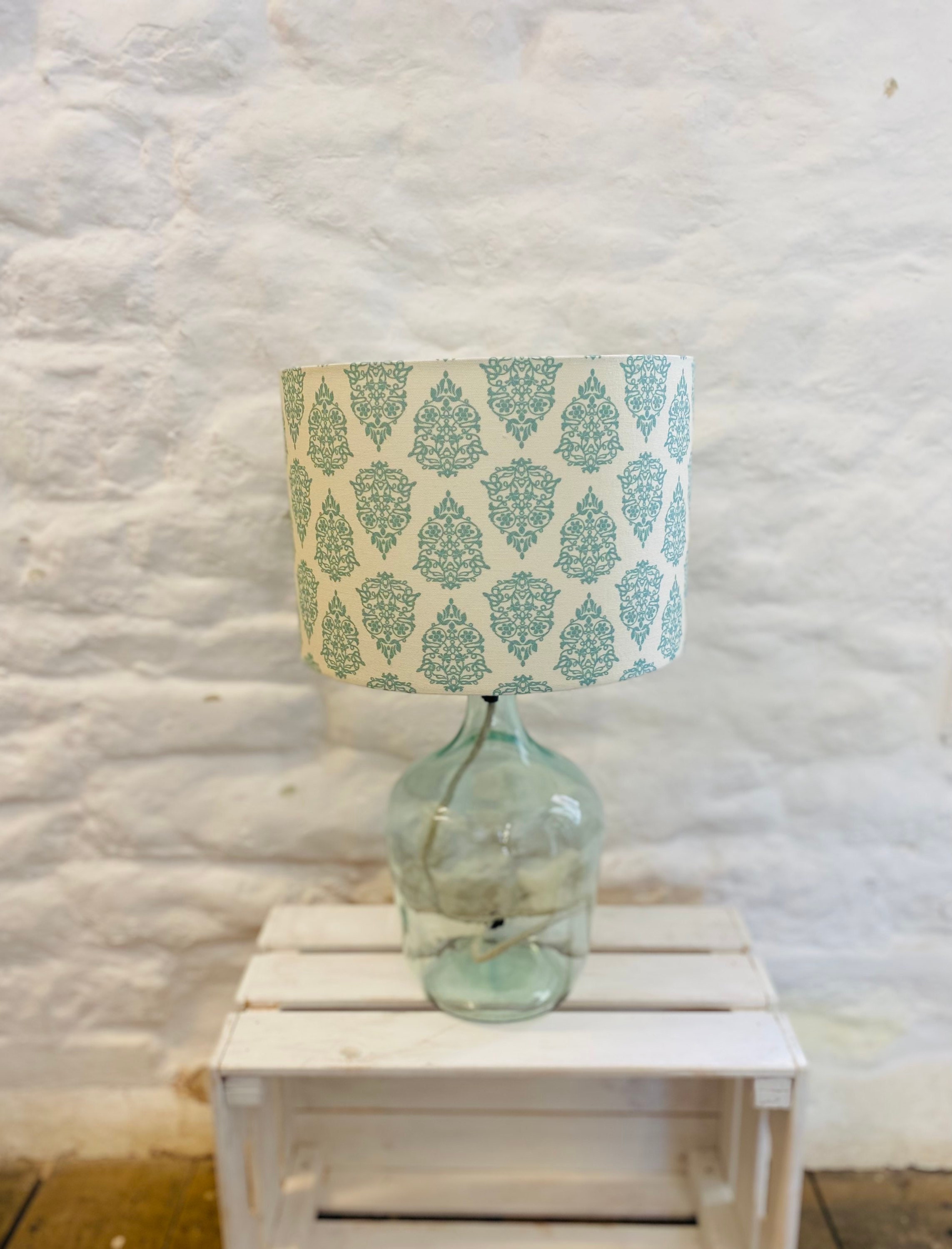 Block Print Style Aqua Lampshade, Lighting, Lamp Shade