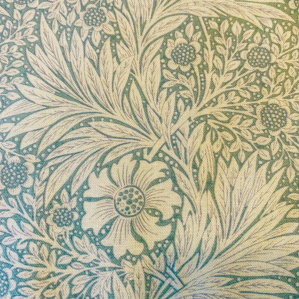 Aqua William Morris Fabric, Kelmscott Marigold Fabric, Fabric Sold by the Quarter Metre