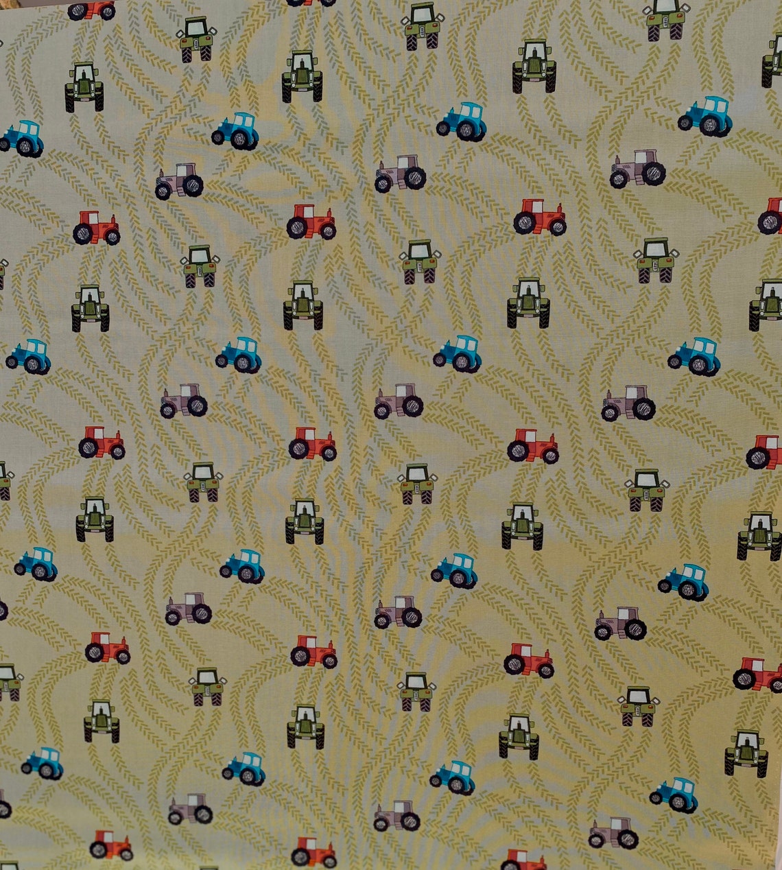 Green Tractor Fabric from Lewis & Irene Quilting Fabric Etsy