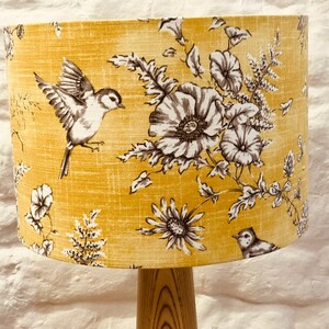 Yellow Birds Lampshade, Birds and Flowers, lighting, Finches, Sunny Yellow Lampshade, home decor image 2