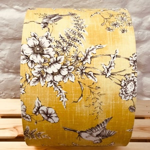 Yellow Birds Lampshade, Birds and Flowers, lighting, Finches, Sunny Yellow Lampshade, home decor image 7