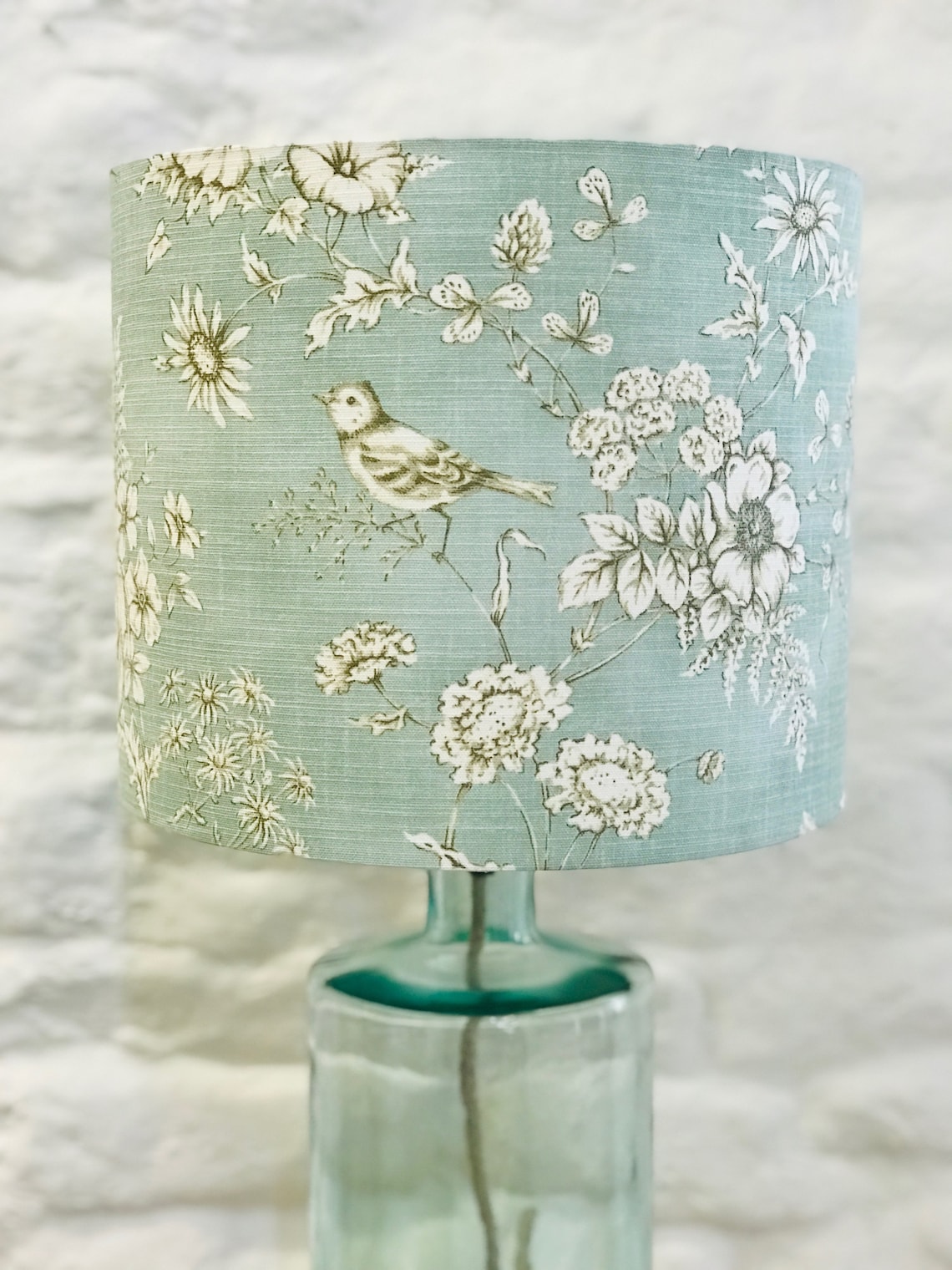 Duck Egg Blue Lampshade featuring Birds and Flowers lighting Etsy