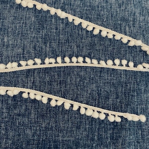 Pompom Trim Narrow Fringe, 6 colours, 5mm trim, 8mm pom poms, craft supplies, edging, decorative trim, ball fringe