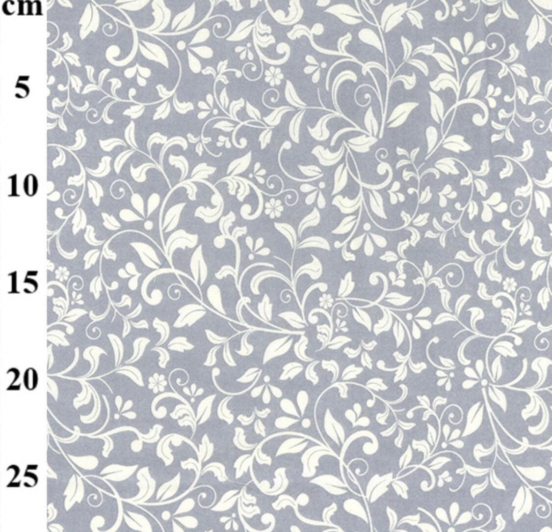 Grey Floral Fabric 100 Cotton. Crafting Cotton Dressmaking Etsy