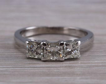 One carat Princess cut Diamond Trilogy Ring