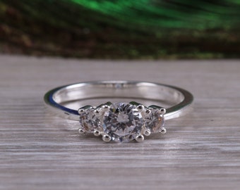 Sterling Silver Diamond Look Trilogy Ring