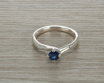 Natural Blue Sapphire Solitaire Ring
