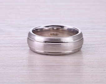 6 mm Wide Patterned White Gold Band