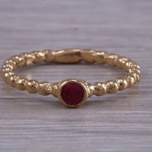 Very Dainty Ruby set Yellow Gold Ring