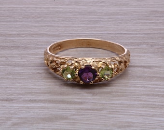 Multi Gemstone set Yellow Gold Ring