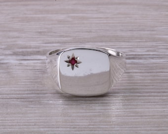 Ruby set Sterling Silver Signet Ring