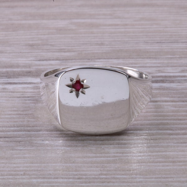 Ruby set Sterling Silver Signet Ring