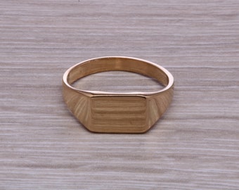 Rechteckig Gelb Gold Signet Ring