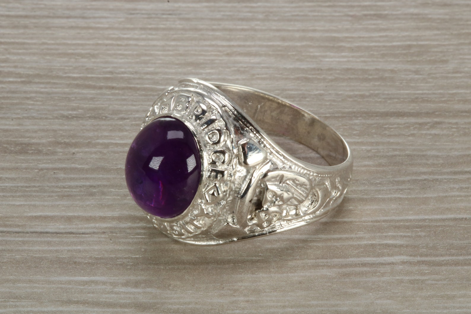 Gents Sterling Silver Amethyst Set College Ring - Etsy