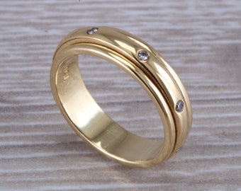 Diamond set Spinning Band in 18ct Yellow Gold