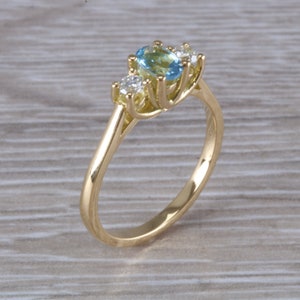 Aquamarine and Diamond Trilogy Ring image 10