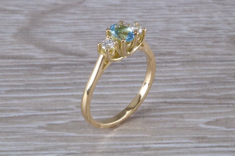 Aquamarine and Diamond Trilogy Ring image 10