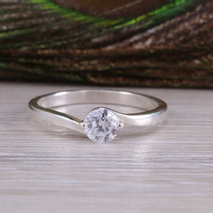 Silver C Z set Solitaire Ring