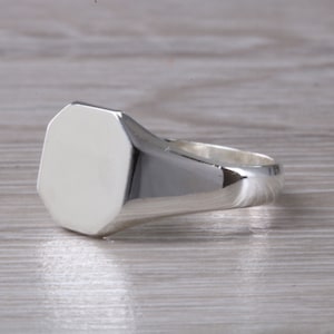 Octagon Shaped Signet Ring, Available in Your Choice of Precious Metals